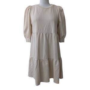 nwt anthropologie t.la savannah puff-sleeved mini dress ivory